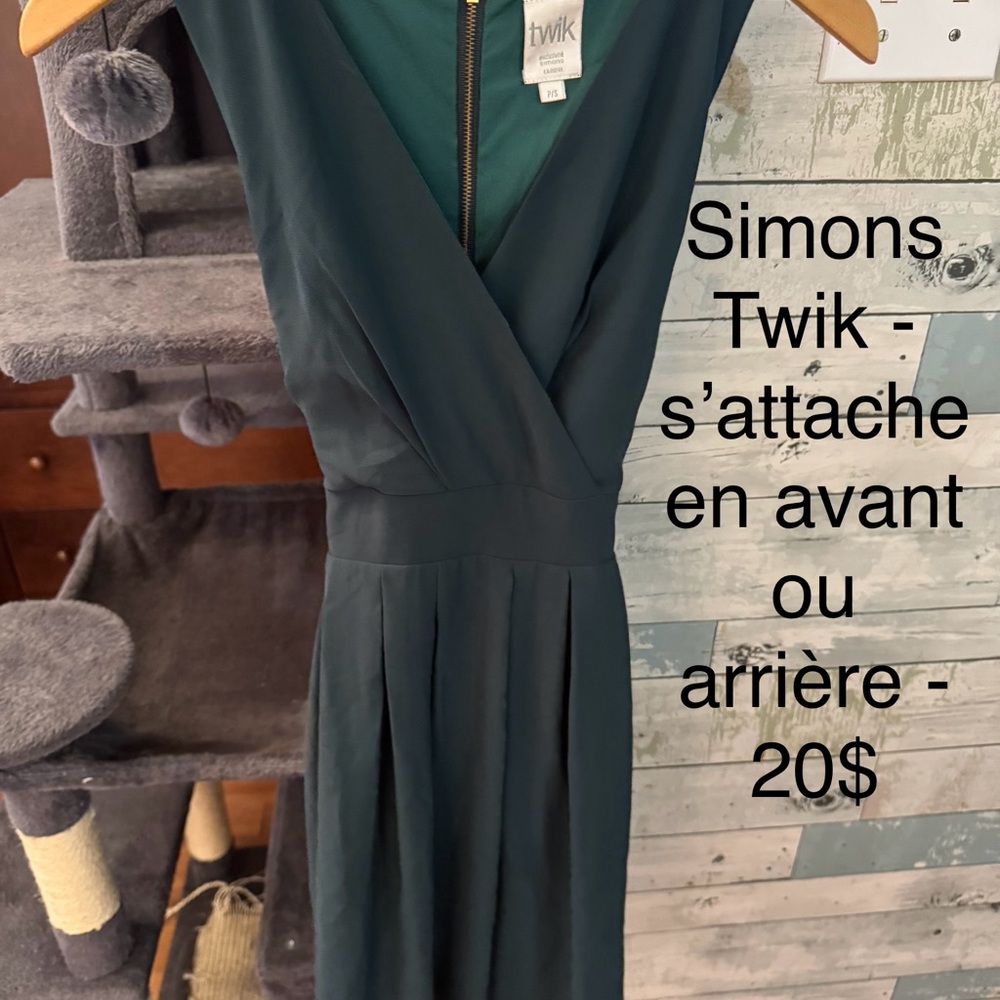 Twik Green Backless Sheath Dress V-Neck Cocktail